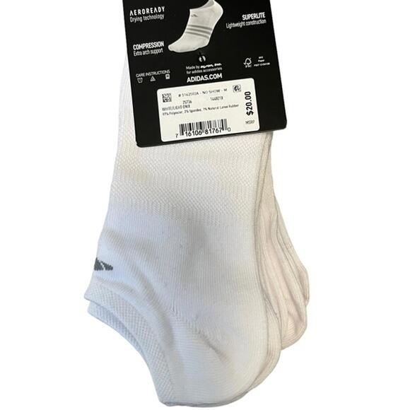Women’s adidas no show compression socks size L white - Picture 3 of 8